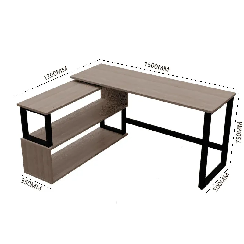 Wooden Twist L-Shaped Executive Office Desk laminated Top with Steel Base and 2 Racks