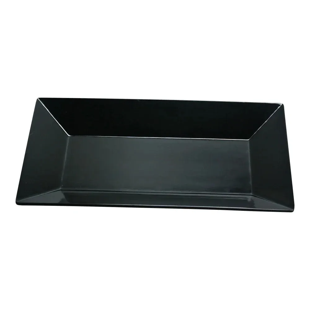 Yanco RM-212BK 7.5" Black Melamine Rectangular Rome Plate, Pack of 24